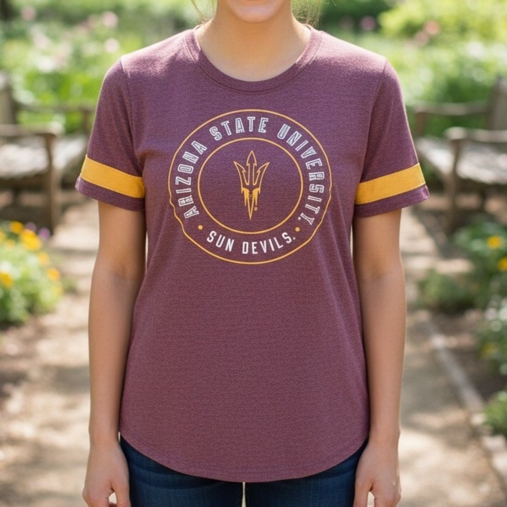 Rivalry Threads Arizona State Sun Devils T Shirt Womens Medium Burgundy‎ Gold